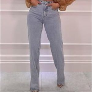 SPLIT HEM STRAIGHT LEG side split ripped JEANS